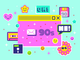 flat 90s background retro internet computer vector