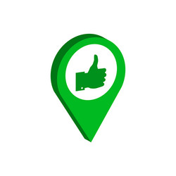 map pointer with thumb up symbol flat isometric vector image