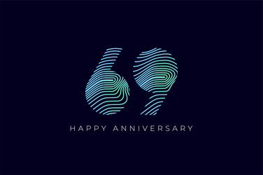 numeric design with line curve 69th happy vector image