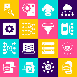 set cloud technology data transfer artificial vector image