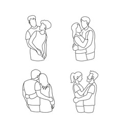 set of four traditional couples lovers vector