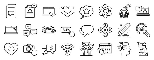 Set of technology icons such as brand contract vector