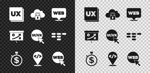 set ui or ux design cloud computing lock web vector image