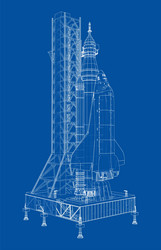 space rocket on launch pad rendering of 3d vector image