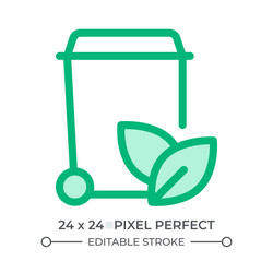 trash can with leaves duotone color ui icon vector image