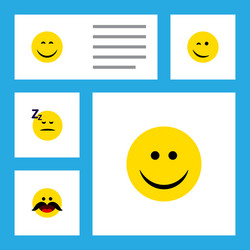 flat icon emoji set of cheerful smile asleep vector