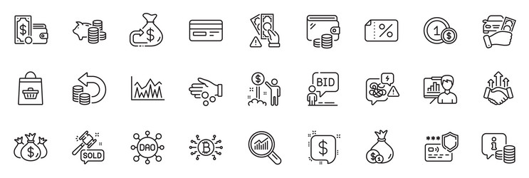 Icons pack as wallet money and income vector