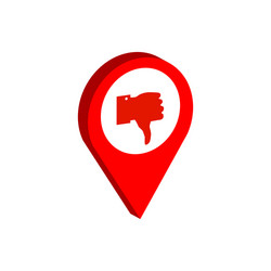 Map pointer with thumb down symbol flat isometric vector