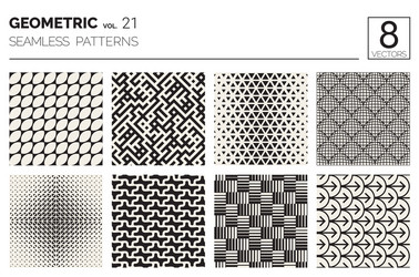 minimal geometric seamless patterns set vector image