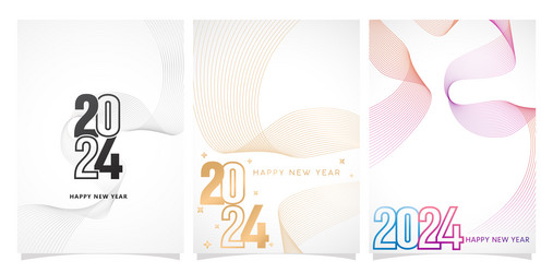 three set of abstract design 2024 fonts numbers vector image
