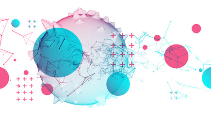 abstract sphere background with plexus effect 3d vector image