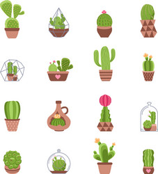 Cactus Icon Set - Diverse Species Vector Image