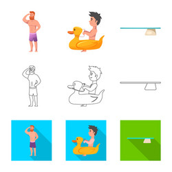 isolated object of pool and swimming symbol vector image