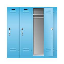 School and gym lockers realistic metal boxes vector