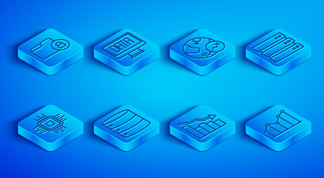 set line folder and lock data analysis financial vector image