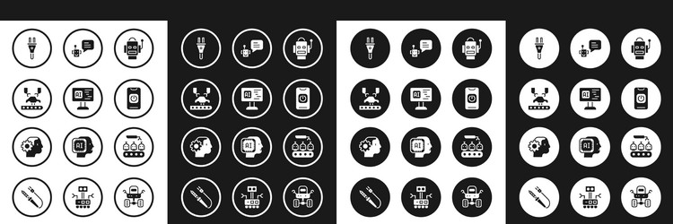 set robot software robotic arm on factory vector image