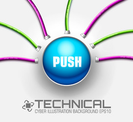 Technical button push with wire background vector