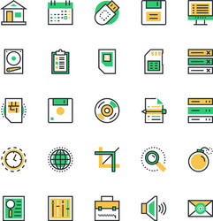 user interface and web colored icons 1 vector image