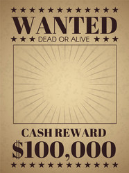 Wanted poster template vintage old western banner vector