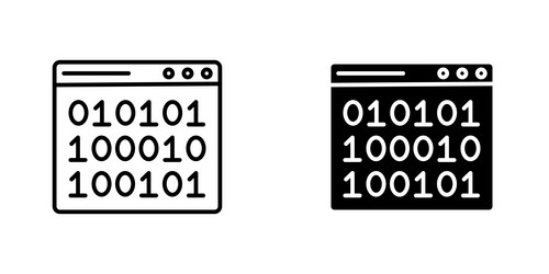 binary code icons set in filled and strokes vector image