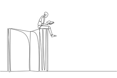 Continuous one line drawing smart robotic sitting vector