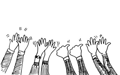 Doodle hands uphands clapping applause gestures vector