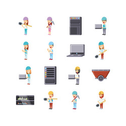 isolated programming and construction icon set vector image