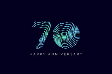 numeric design with line curve 70th happy vector image