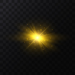 Realistic detailed 3d golden star light sparkle vector