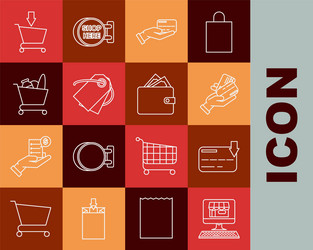 set line shopping building on screen computer vector image