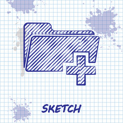 sketch line add new folder icon isolated on white vector image
