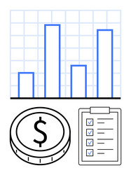 bar graph coin with dollar sign and checklist vector image