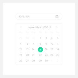 calendar date selection ui element template vector