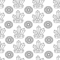 Crystals and jewels with flora colorless seamless vector