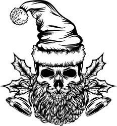 Dead Skull with Christmas Bell Vector Image