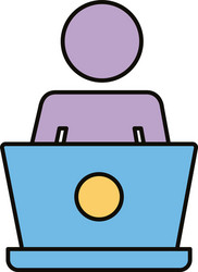 man using laptop line and fill style icon vector image