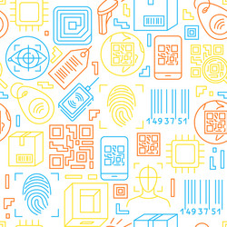 qr code and barcode seamless pattern vector image