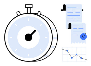 time management and analytics with stopwatch graph vector image