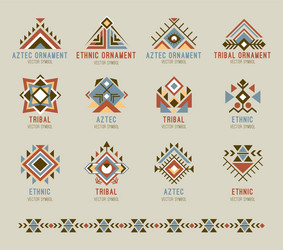 Vintage set of native american symbols Royalty Free Vector