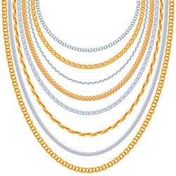 Gold and silver chains set Royalty Free Vector Image