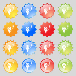 Map pointer icon sign big set of 16 colorful vector