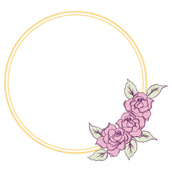 Pink roses round frame hand drawn Royalty Free Vector Image
