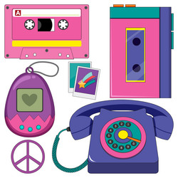 set of retro object vector image