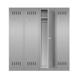 steel lockers set realistic metal cabinets vector