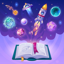 universe book imagination open fantasy storybook vector image