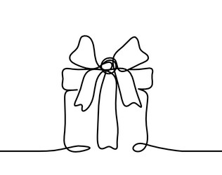 abstract present box as continuous line drawing vector image