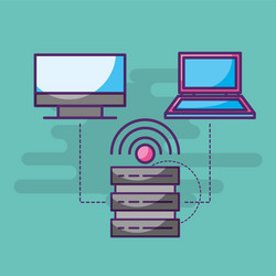 data base server laptop computer trasnfer internet vector image