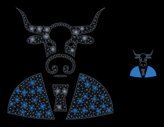 mesh web cow man with glowing network vector image