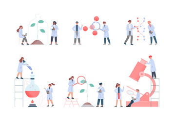 Scientist in lab with tiny people character vector