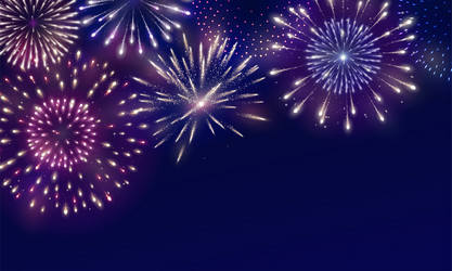 shiny colorful fireworks explosions red pink vector image